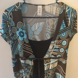 2X Jovia Floral Top With Tie Belt